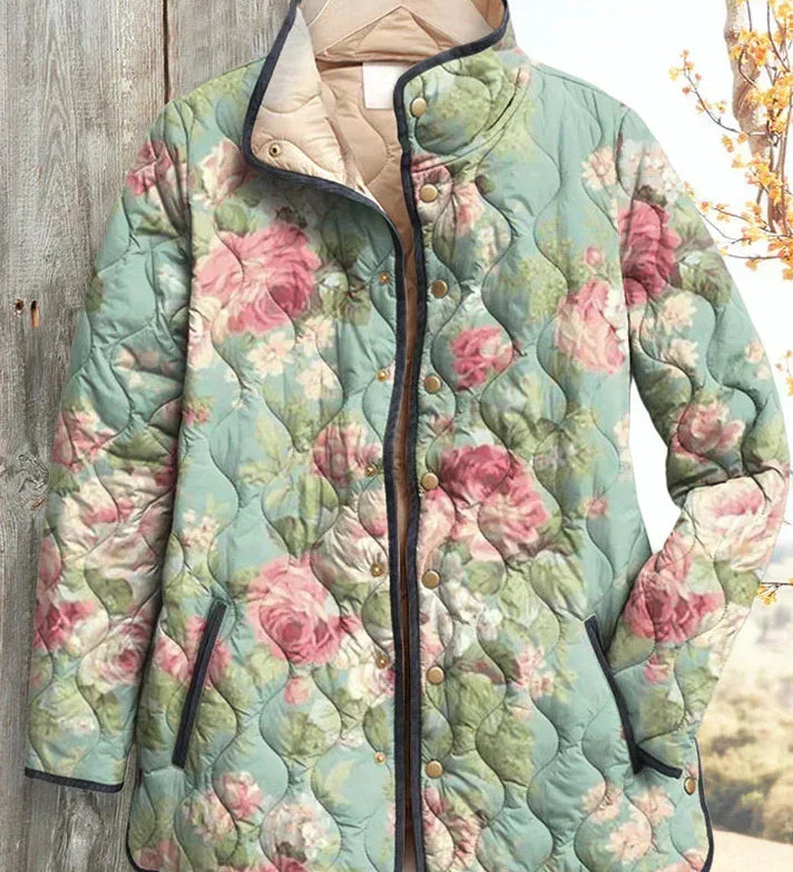 Gesa™ | Steppjacke mit großen Rosen in Salbei