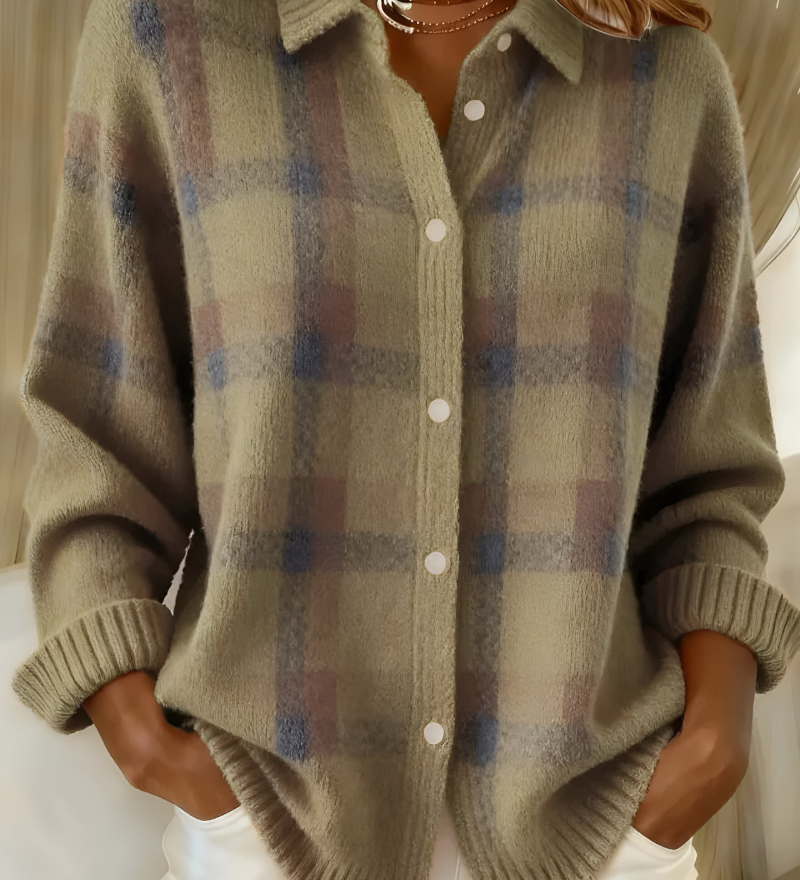 Candela | Karierte Strickjacke