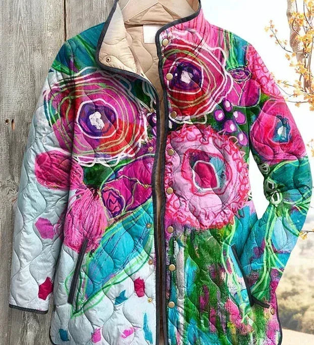 Roswitha™ | Steppjacke mit Blüten in Pink