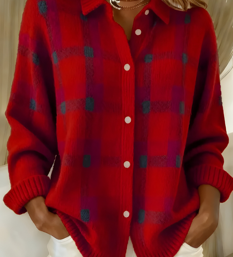Candela | Karierte Strickjacke