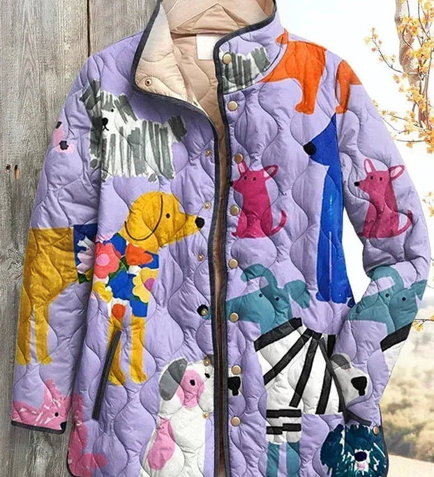 Ursel™ | Steppjacke mit Hunden in Flieder